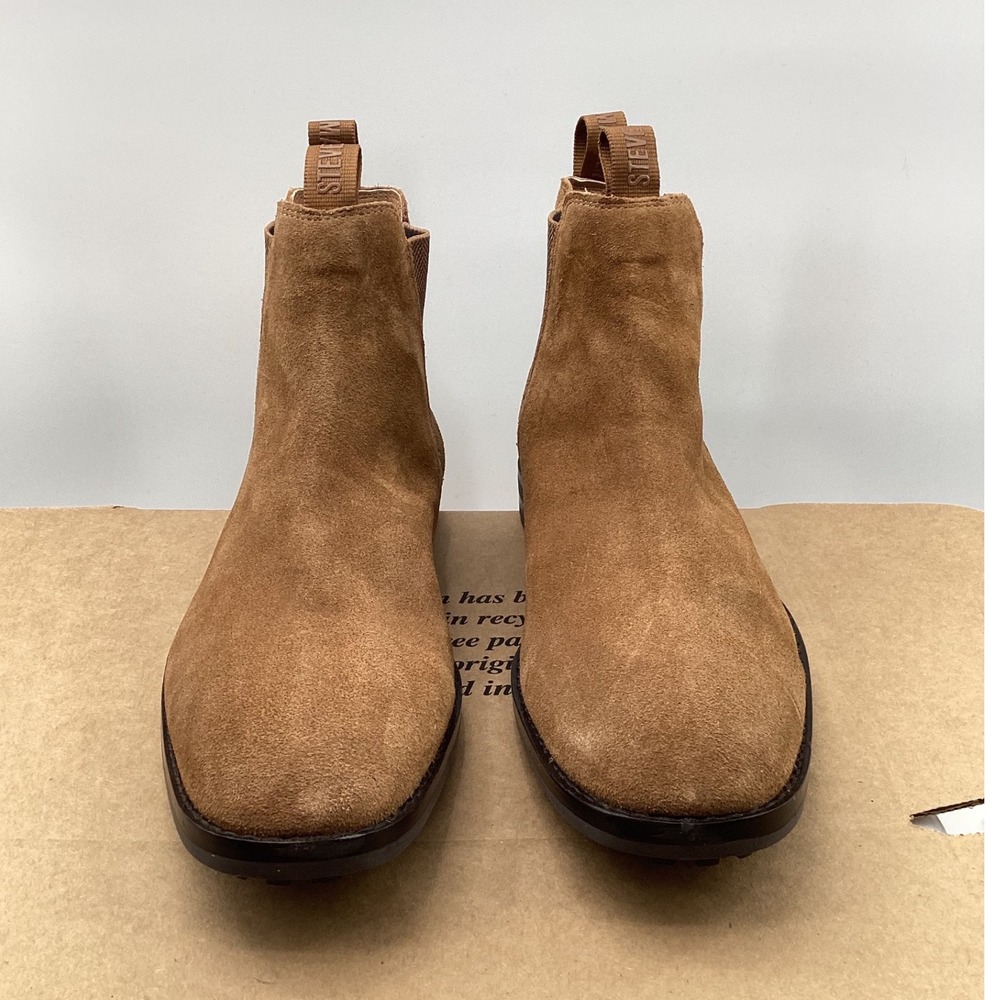 Steve Madden P-Fenton Mens Cognac Suede Chelsea Boots Lug Sole 10.5 D